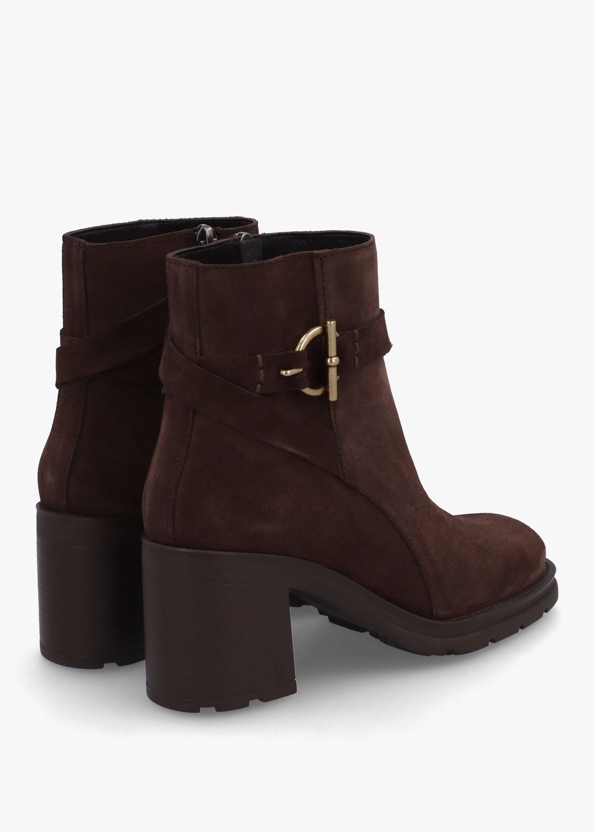 Itrim Brown Suede Block Heel Ankle Boots