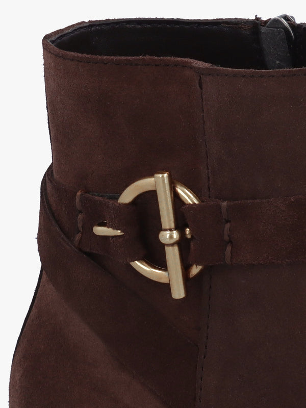 Itrim Brown Suede Block Heel Ankle Boots