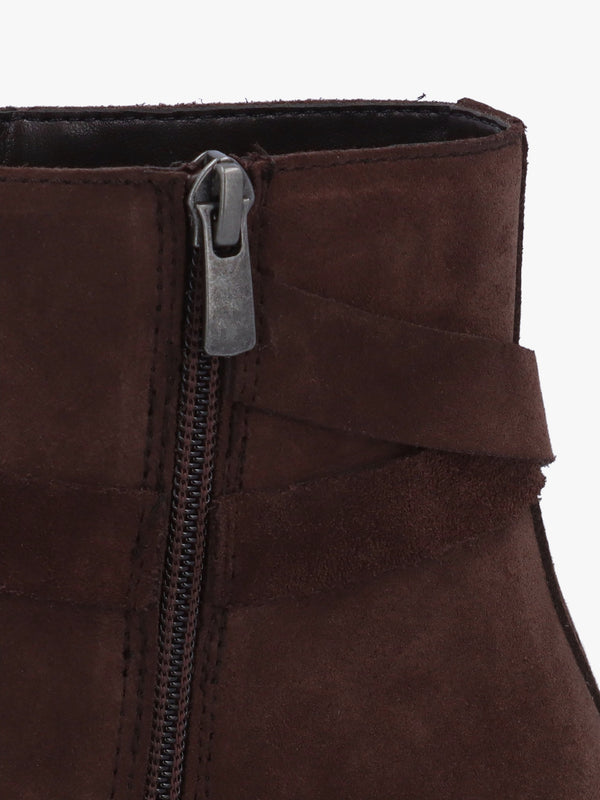 Itrim Brown Suede Block Heel Ankle Boots