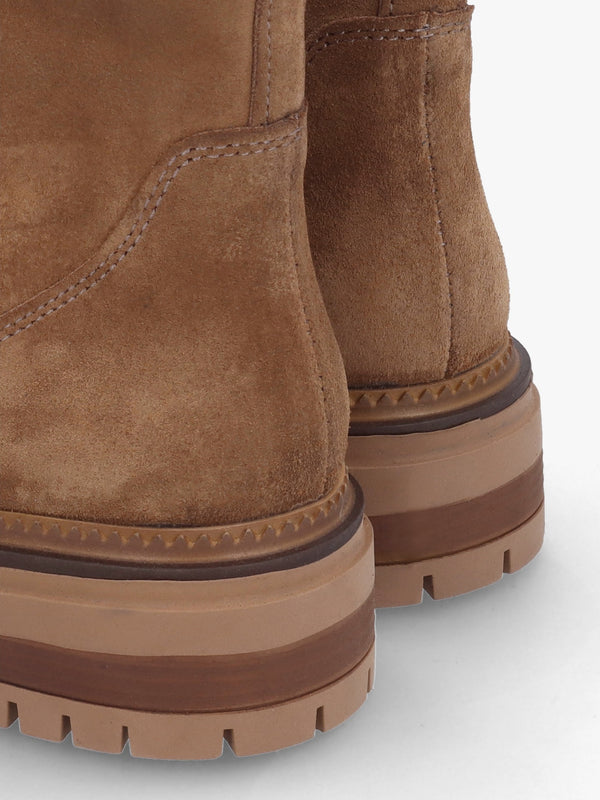 Istuds Tan Suede Zip Front Ankle Boots