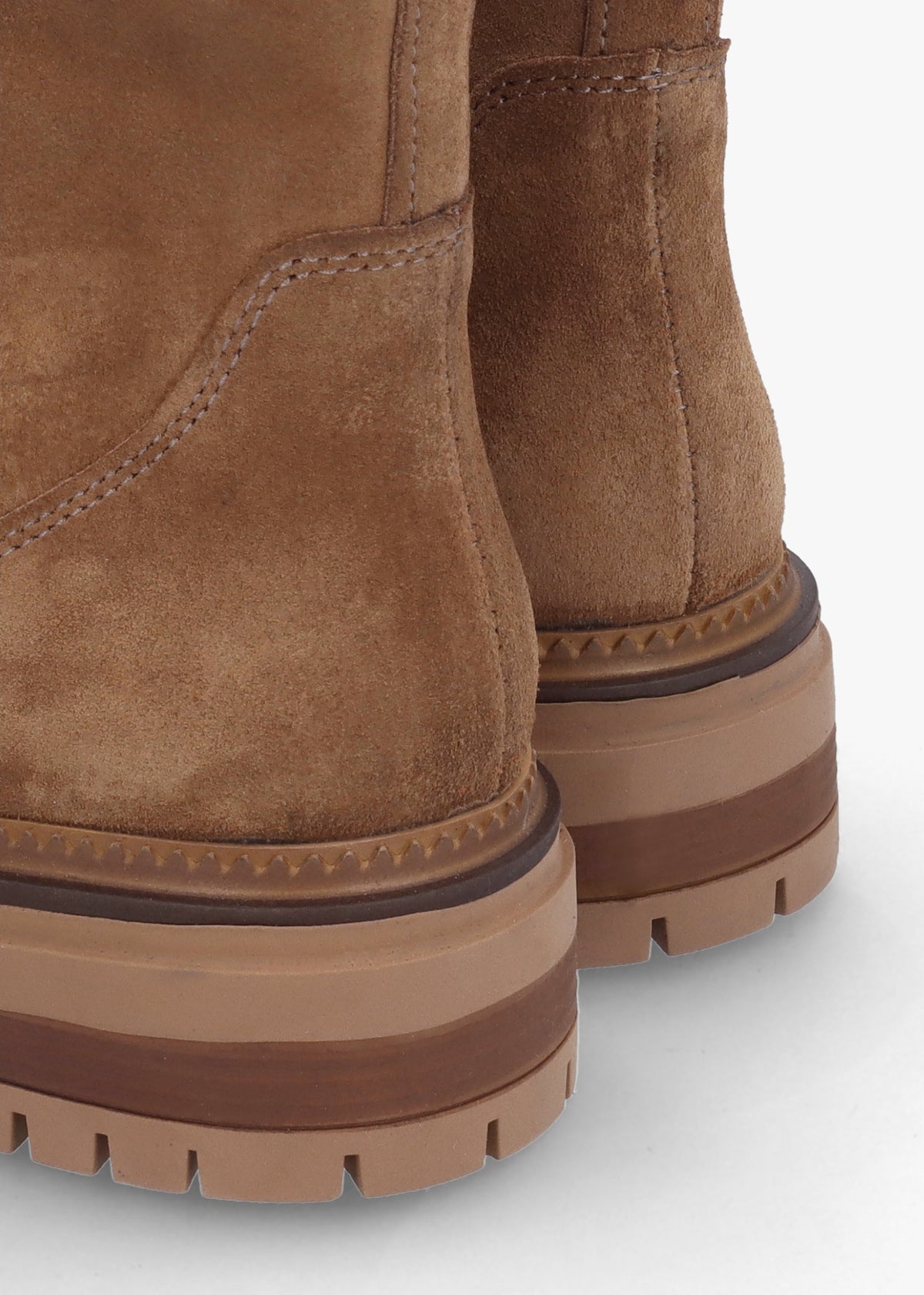Istuds Tan Suede Zip Front Ankle Boots