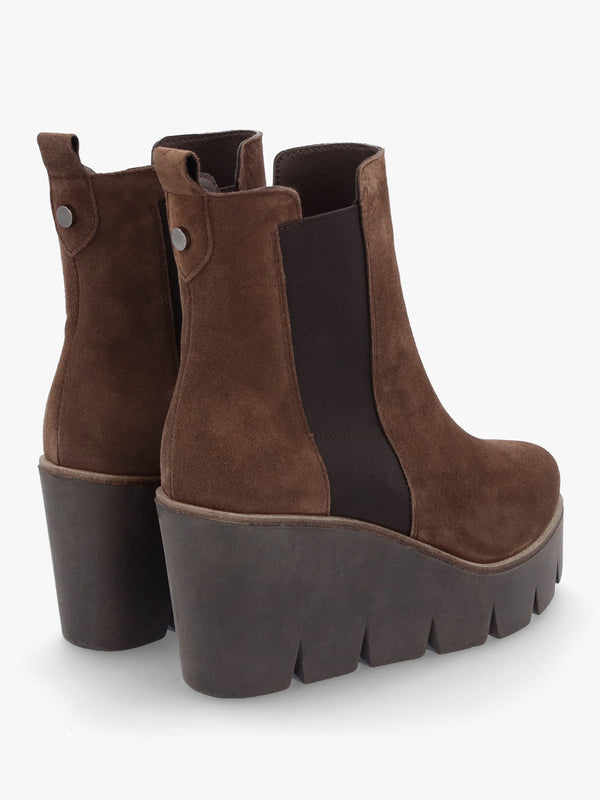 Alpaca Brown Suede Wedge Ankle Boots