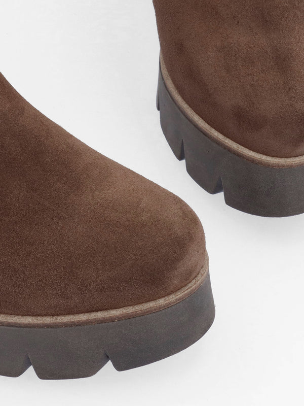 Alpaca Brown Suede Wedge Ankle Boots