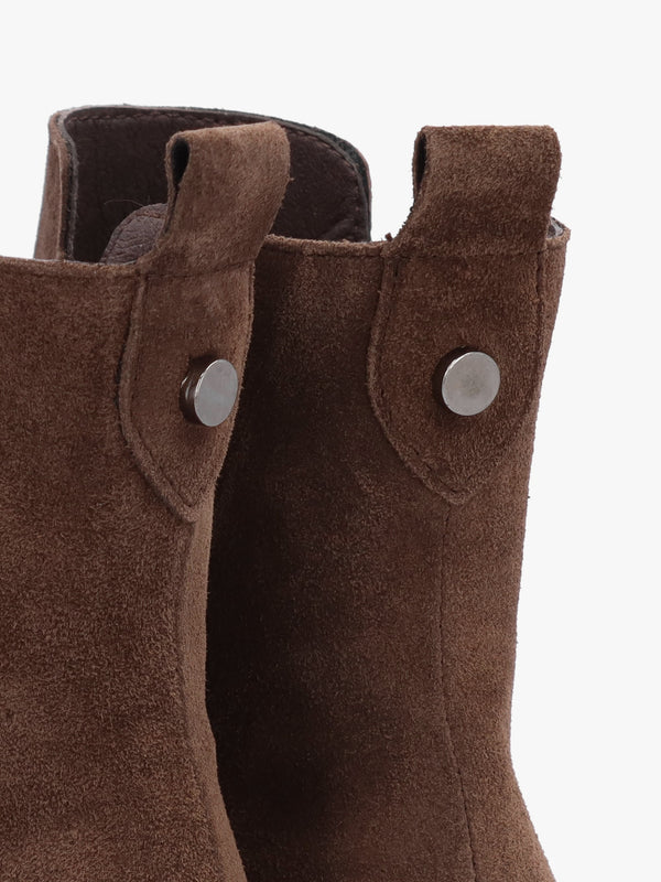 Alpaca Brown Suede Wedge Ankle Boots