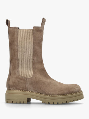 Izzie Taupe Suede Elongated Chelsea Boots