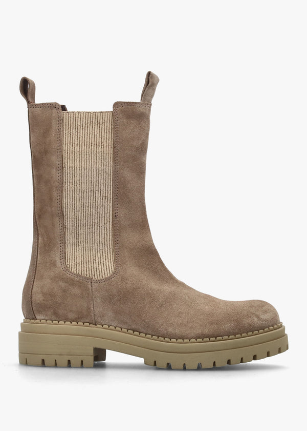 Izzie Taupe Suede Elongated Chelsea Boots
