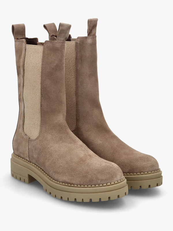 Izzie Taupe Suede Elongated Chelsea Boots