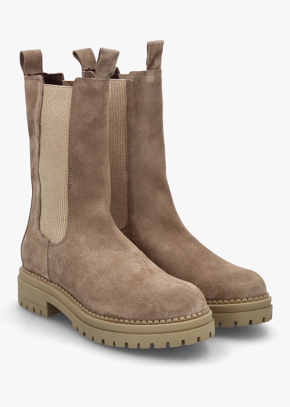 Izzie Taupe Suede Elongated Chelsea Boots