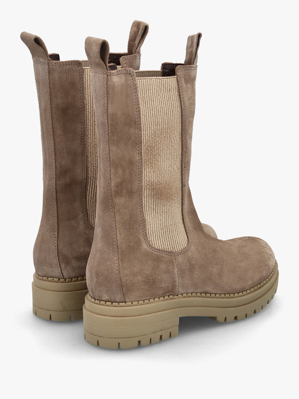 Izzie Taupe Suede Elongated Chelsea Boots