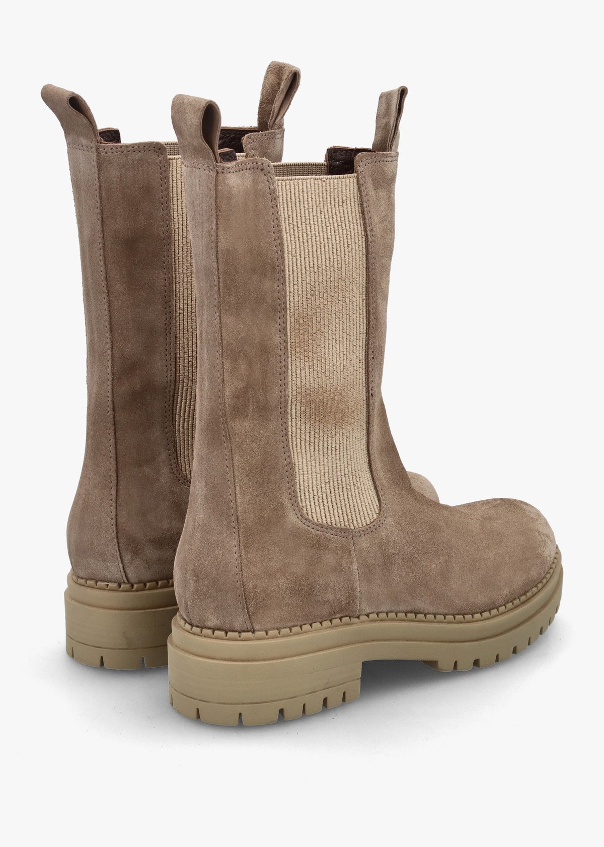 Izzie Taupe Suede Elongated Chelsea Boots