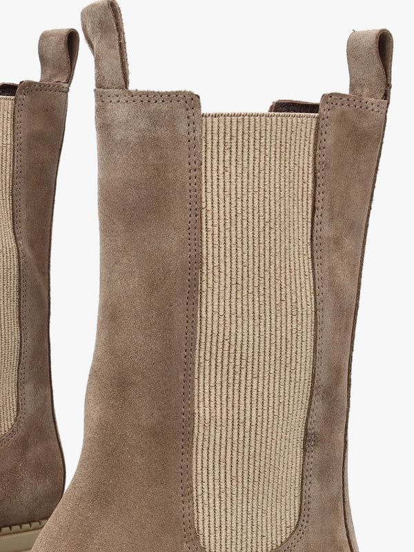 Izzie Taupe Suede Elongated Chelsea Boots