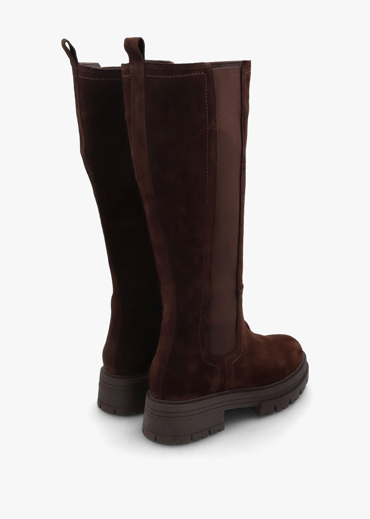 Issa Brown Suede Knee High Chelsea Boots