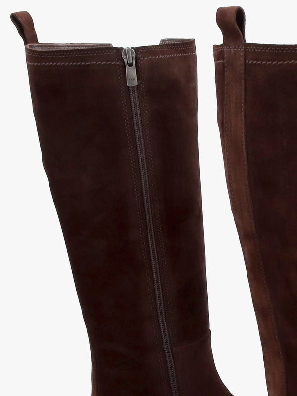 Issa Brown Suede Knee High Chelsea Boots