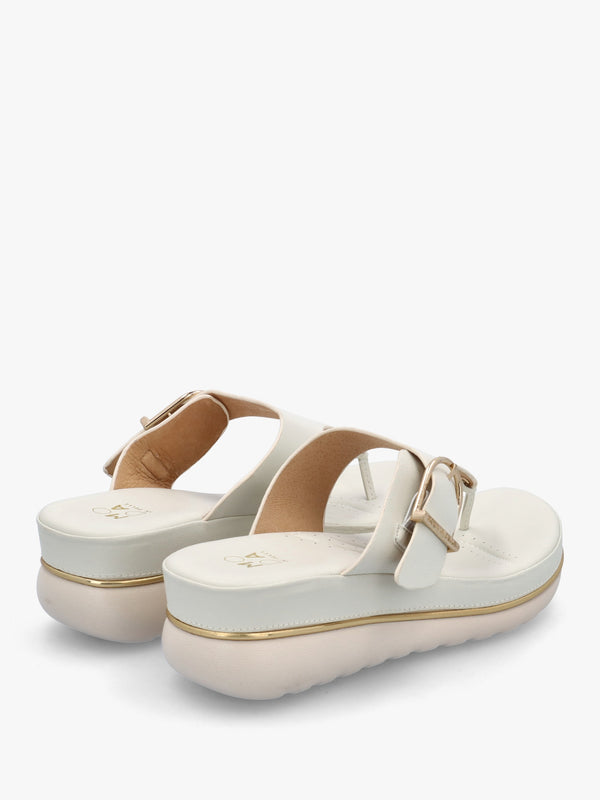 Jesse Off White Leather Toe Post Wedge Sandals