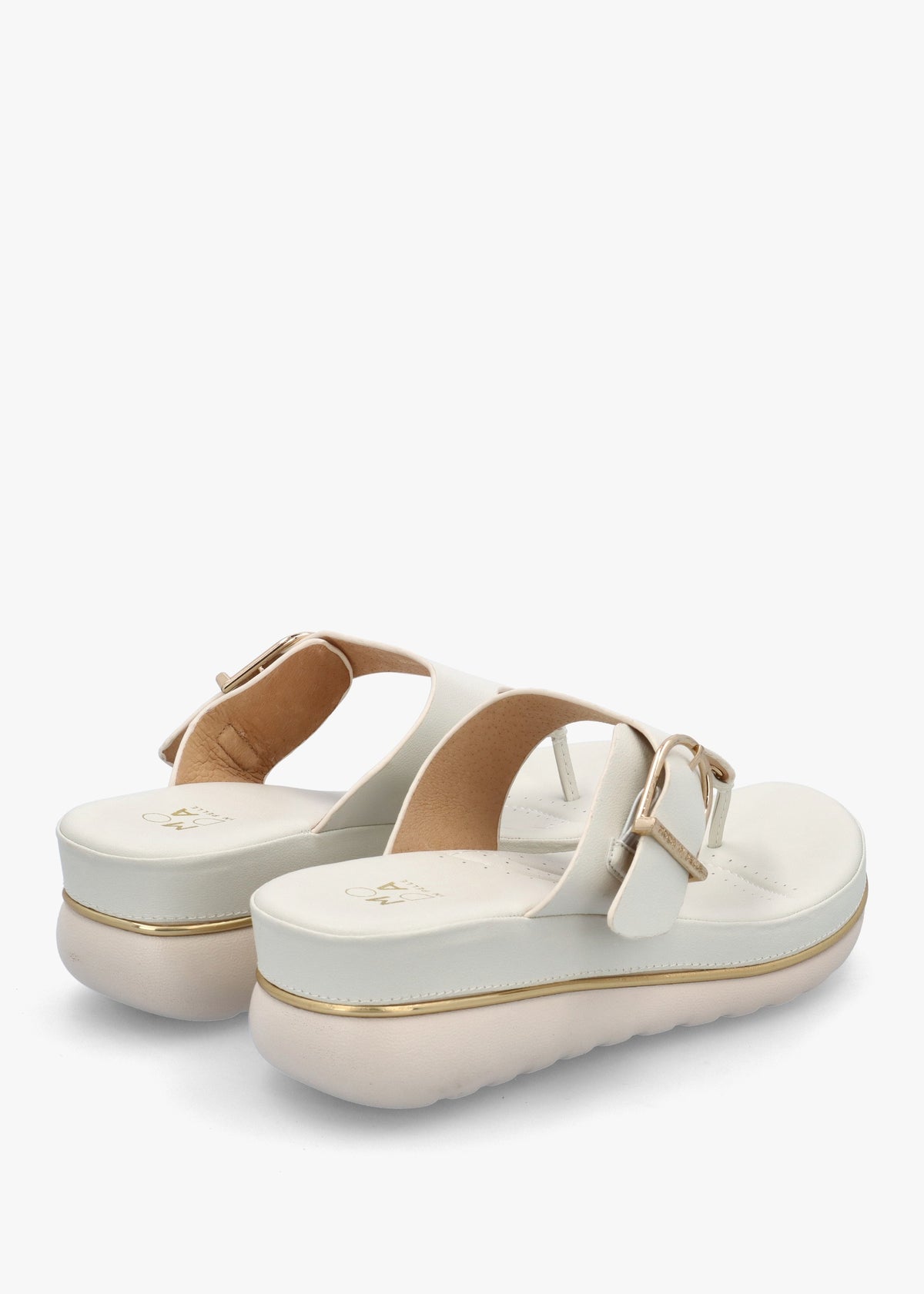Jesse Off White Leather Toe Post Wedge Sandals