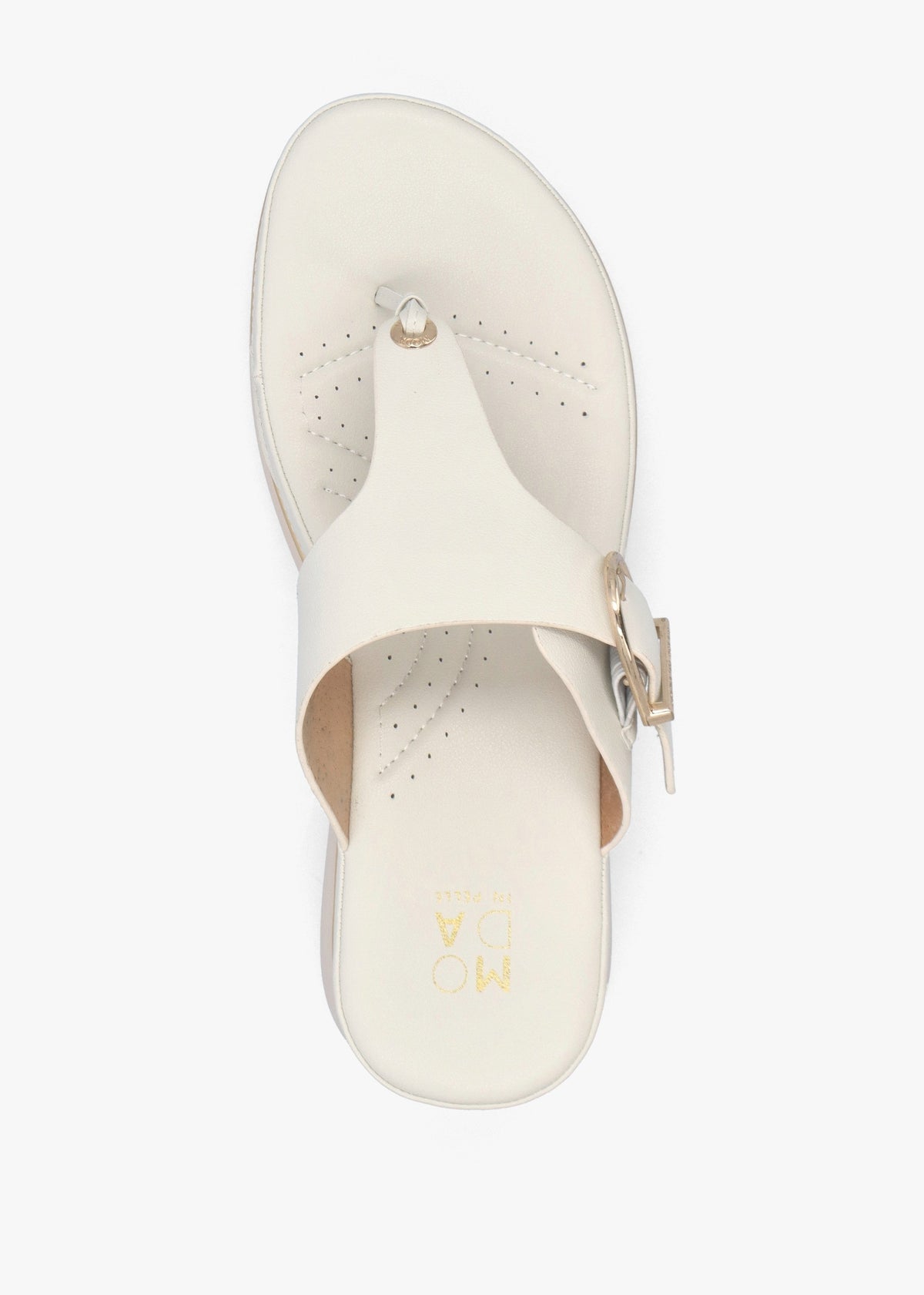 Jesse Off White Leather Toe Post Wedge Sandals