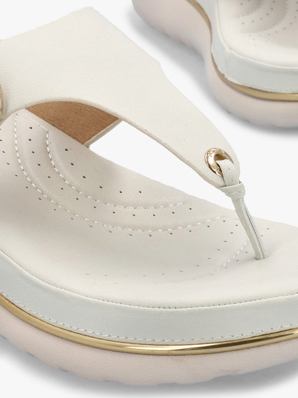 Jesse Off White Leather Toe Post Wedge Sandals