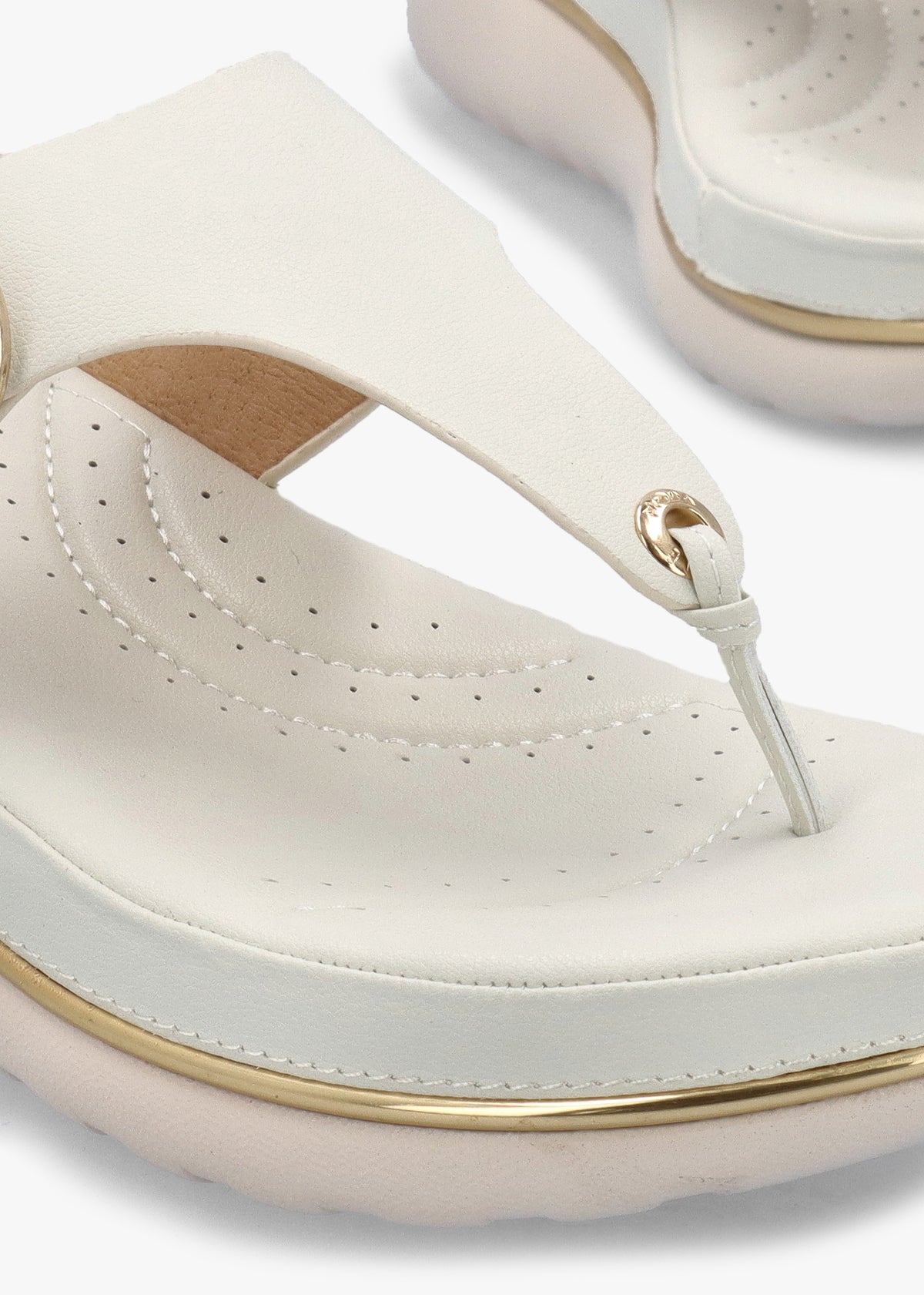 Jesse Off White Leather Toe Post Wedge Sandals