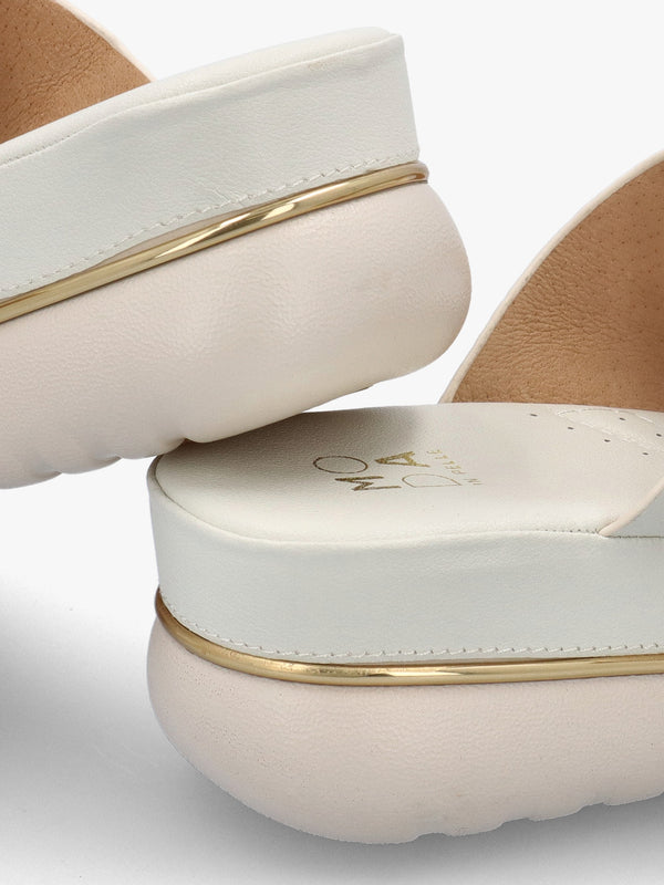 Jesse Off White Leather Toe Post Wedge Sandals