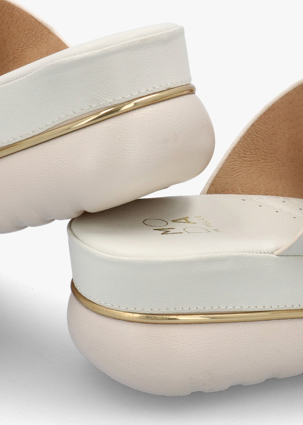 Jesse Off White Leather Toe Post Wedge Sandals