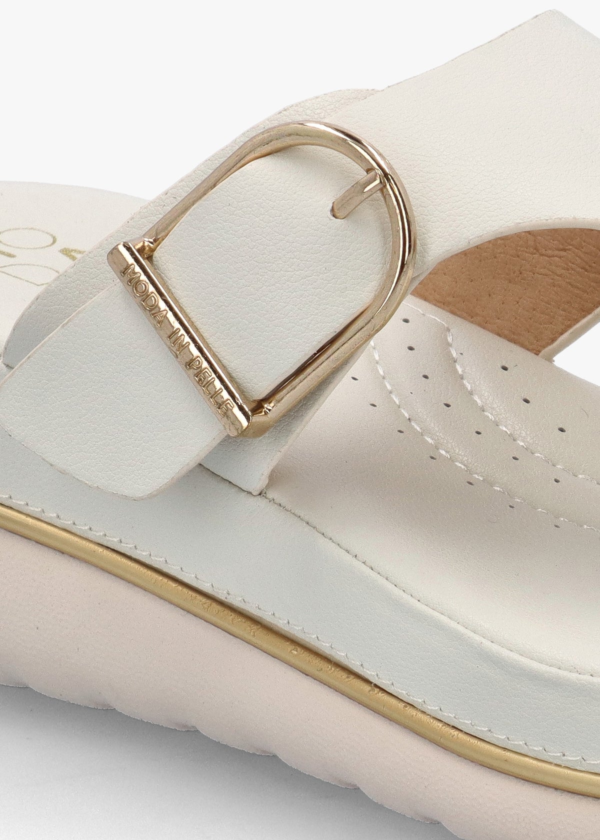 Jesse Off White Leather Toe Post Wedge Sandals