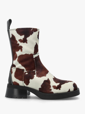 Yolanda Cow Block Heel Ankle Boots