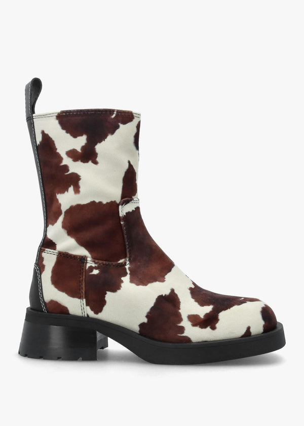 Yolanda Cow Block Heel Ankle Boots