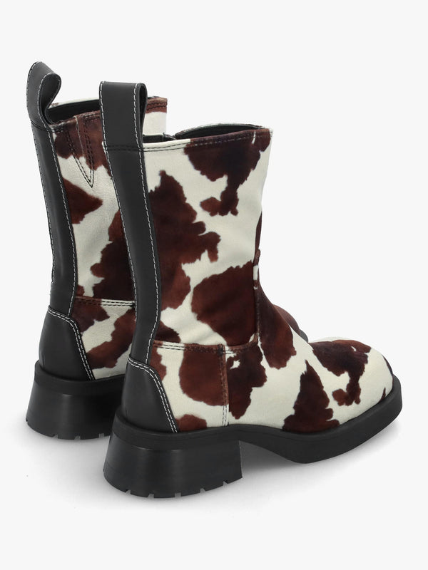 Yolanda Cow Block Heel Ankle Boots