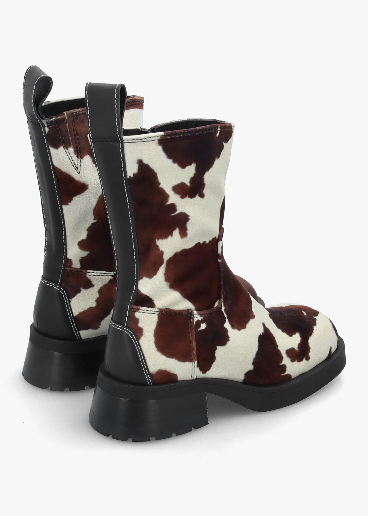Yolanda Cow Block Heel Ankle Boots