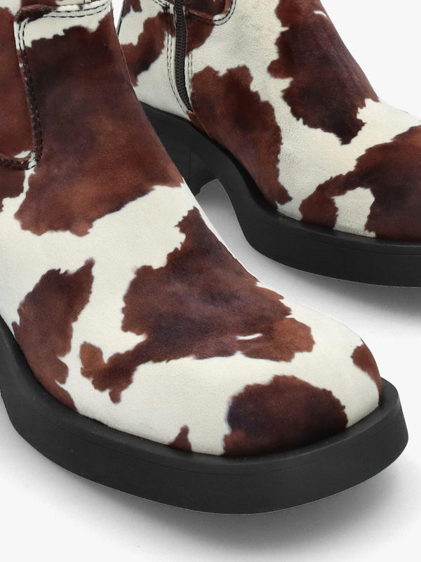 Yolanda Cow Block Heel Ankle Boots