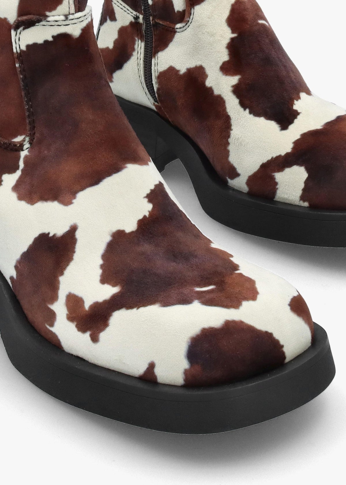 Yolanda Cow Block Heel Ankle Boots