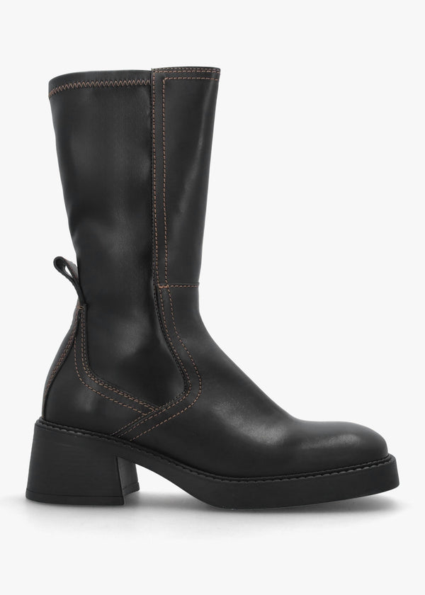 Fabi Black Leather Chunky Calf Boots