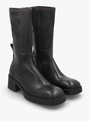 Fabi Black Leather Chunky Calf Boots