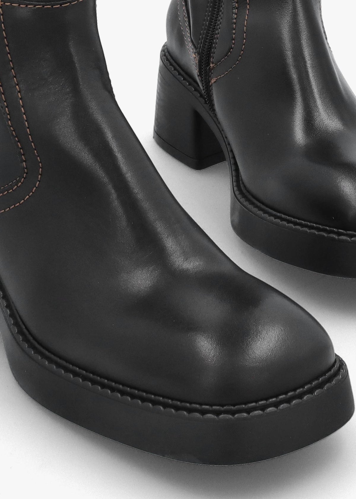 Fabi Black Leather Chunky Calf Boots