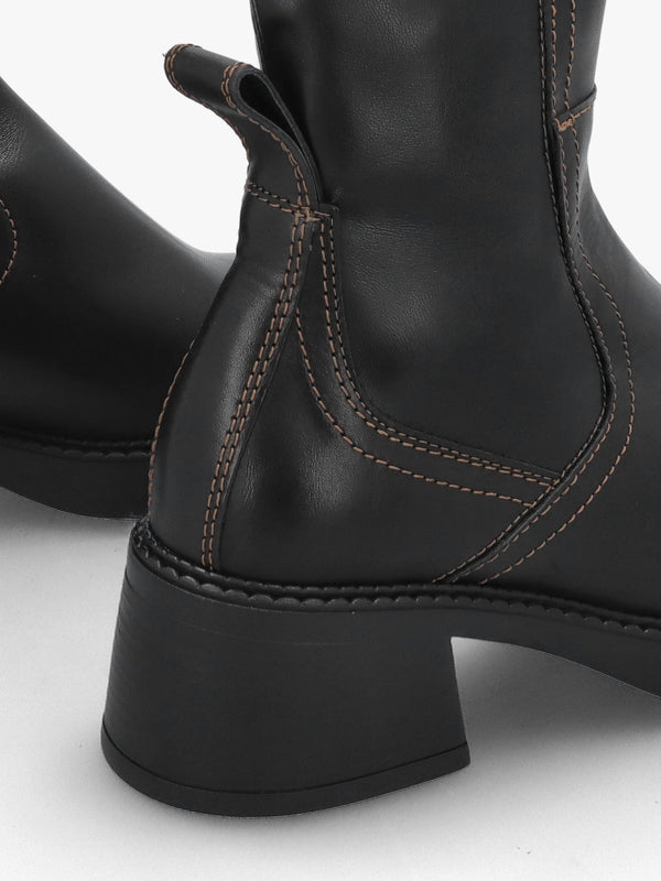 Fabi Black Leather Chunky Calf Boots