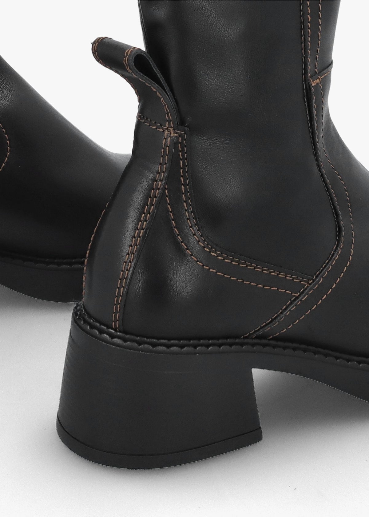 Fabi Black Leather Chunky Calf Boots