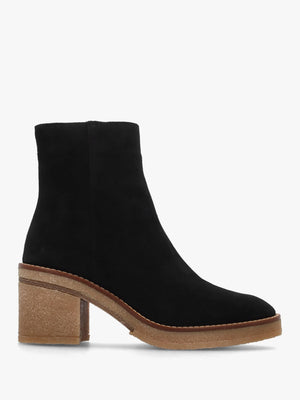 Airy Black Suede Block Heel Ankle Boots