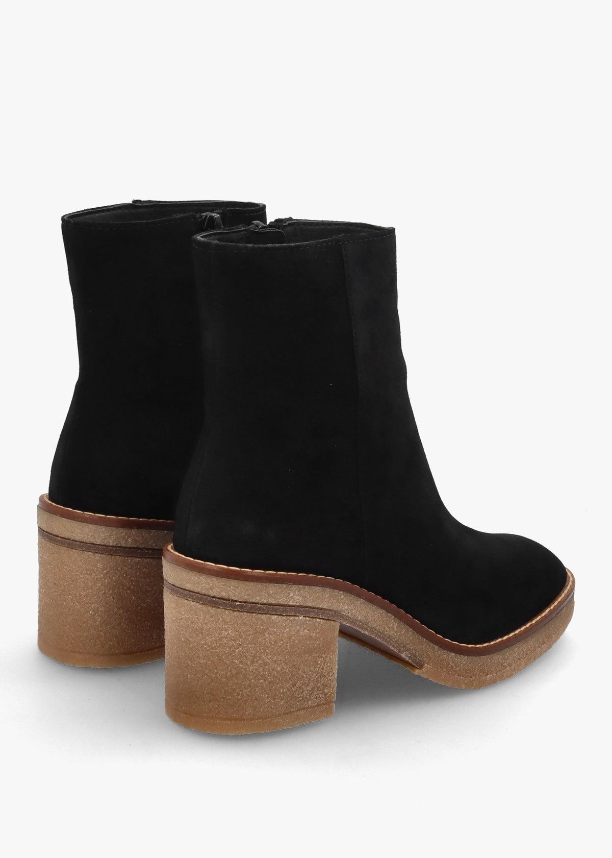 Airy Black Suede Block Heel Ankle Boots