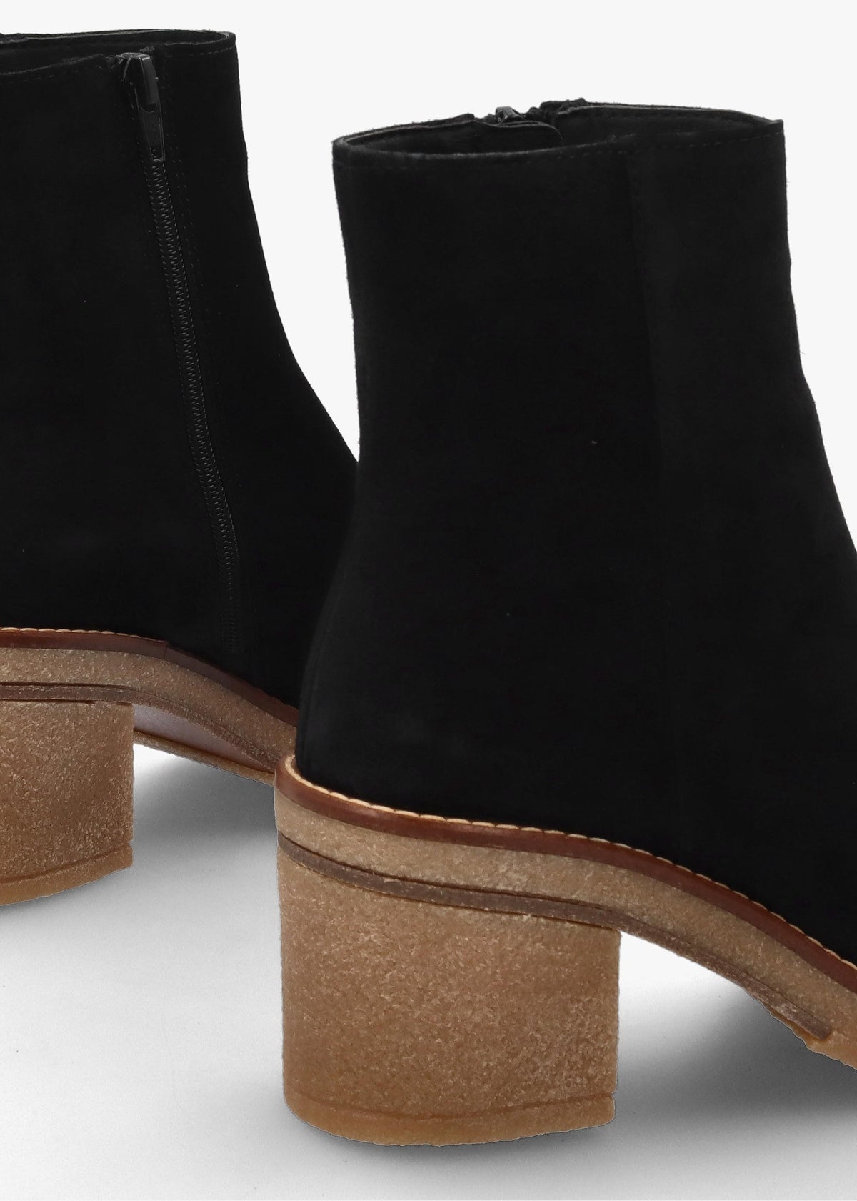 Airy Black Suede Block Heel Ankle Boots