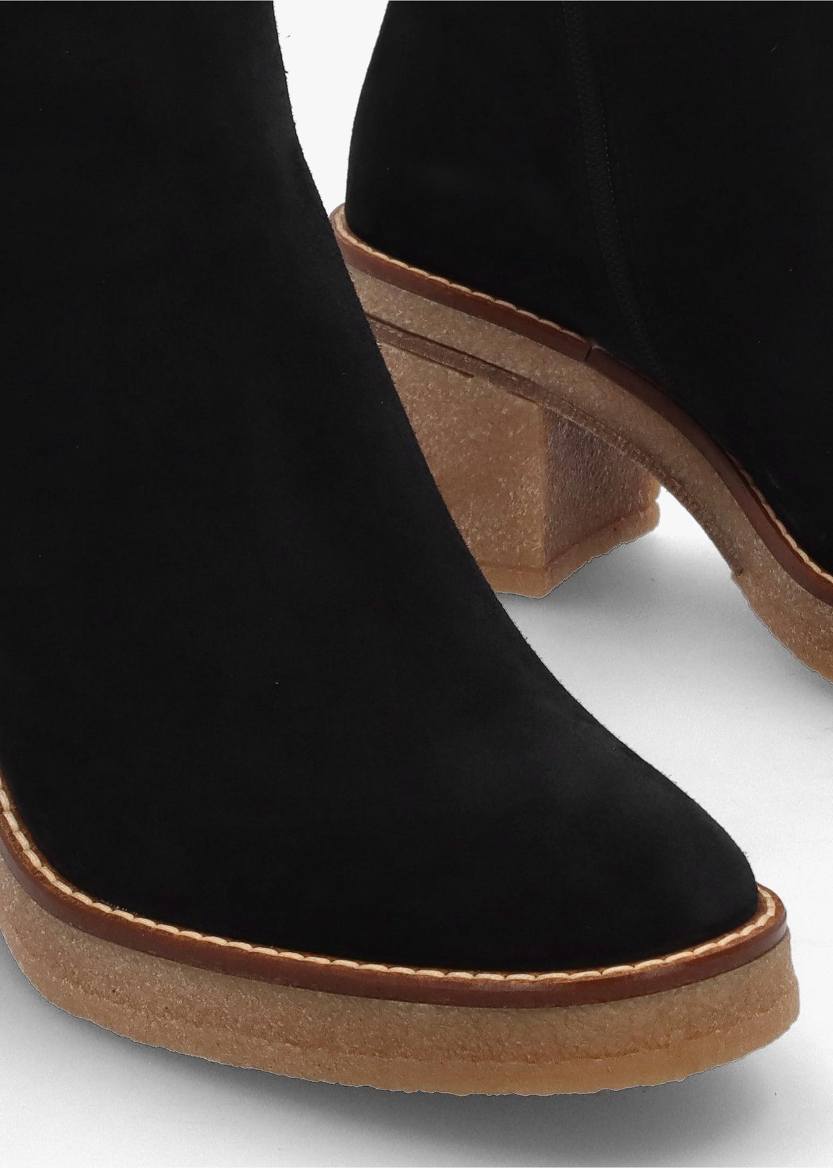 Airy Black Suede Block Heel Ankle Boots