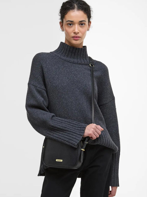 Daphne Black Leather Cross-Body Bag