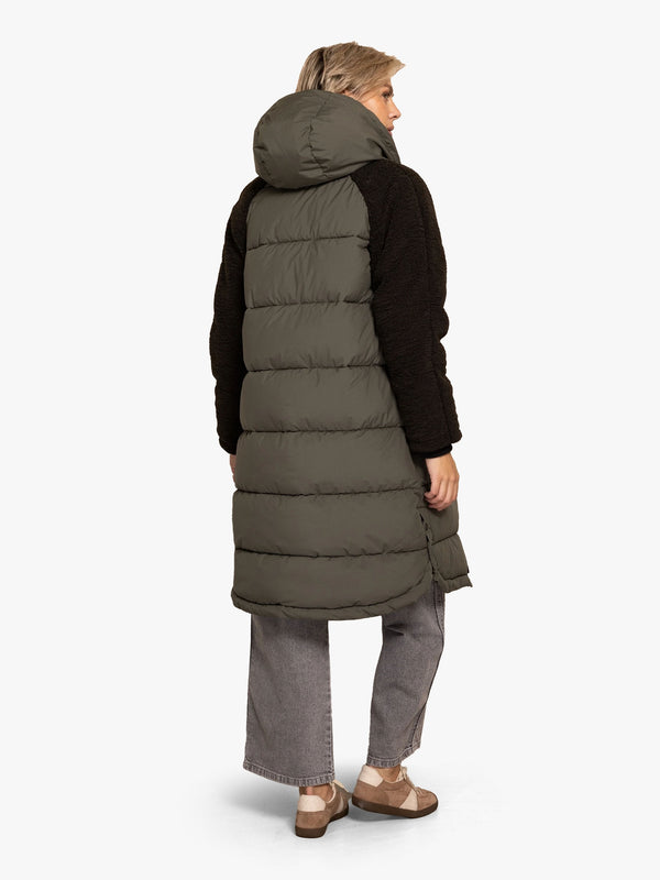 Zhdura Green Hooded Longline Puffa Coat