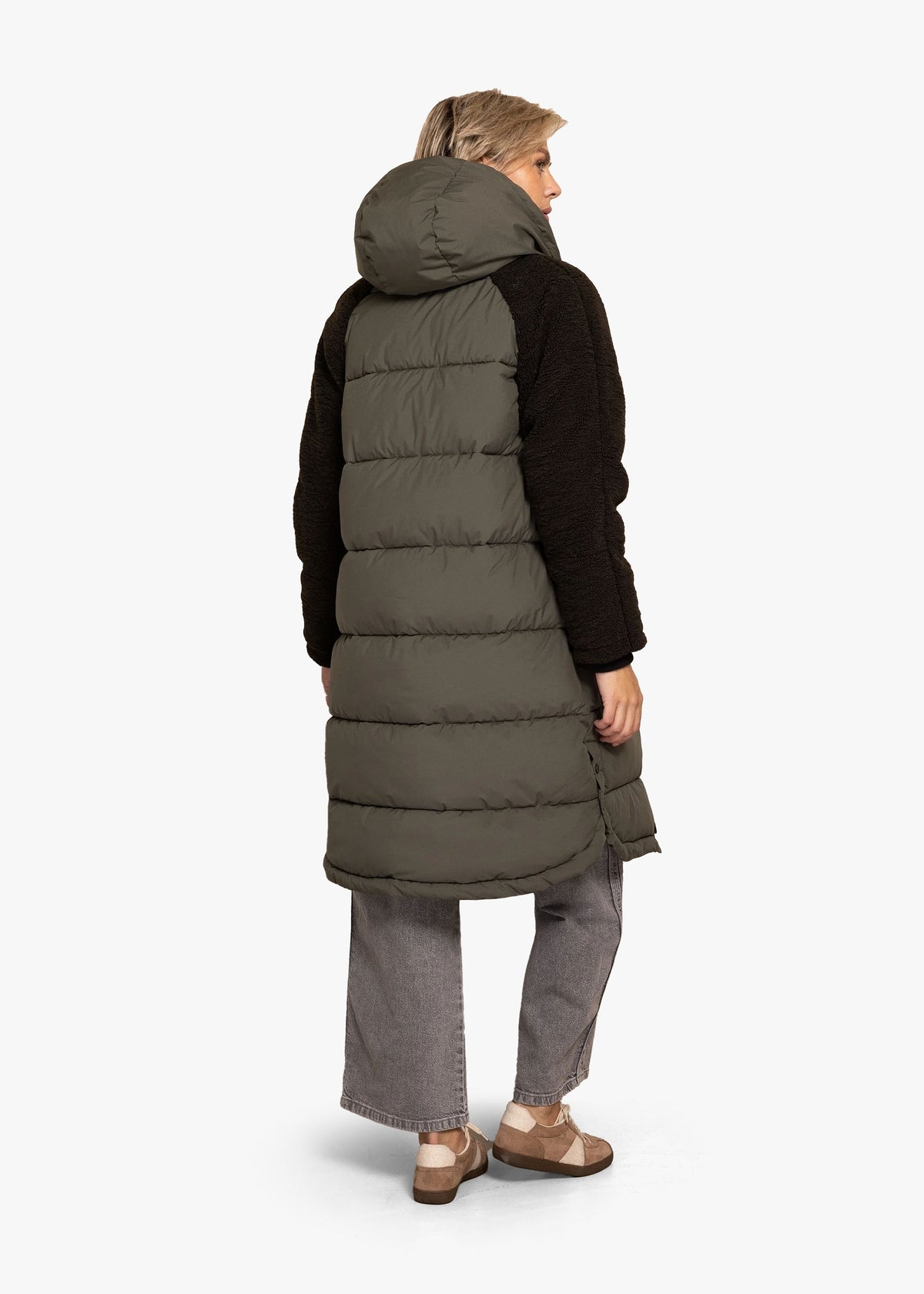 Zhdura Green Hooded Longline Puffa Coat