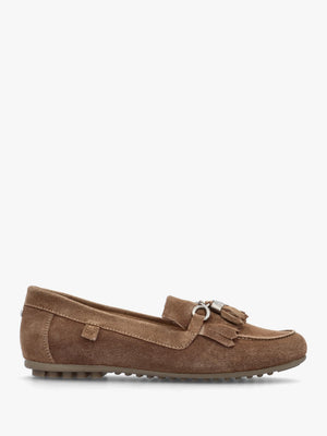 Essana Taupe Suede Tassel Loafers