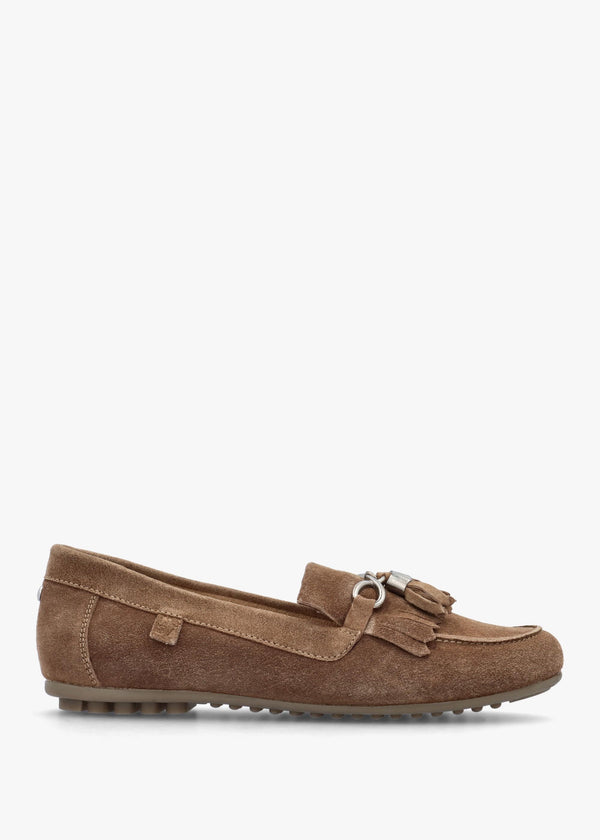 Essana Taupe Suede Tassel Loafers