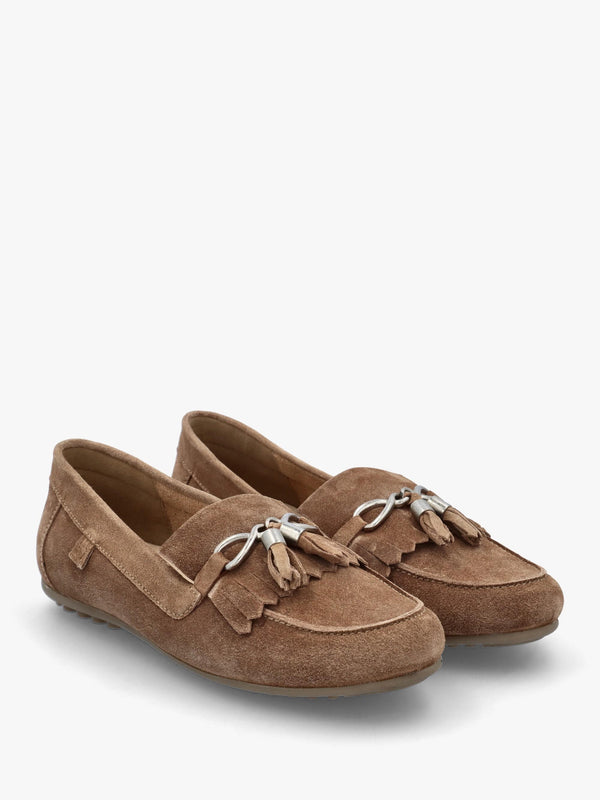 Essana Taupe Suede Tassel Loafers