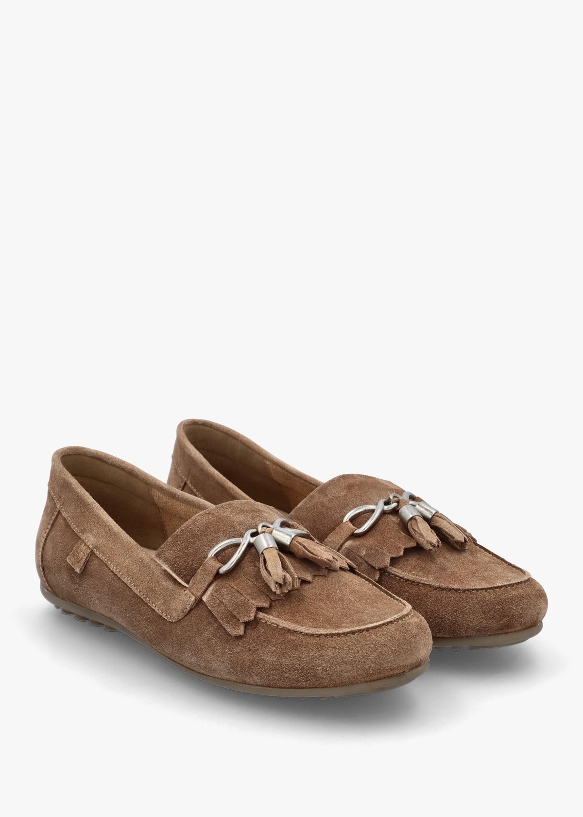 Essana Taupe Suede Tassel Loafers