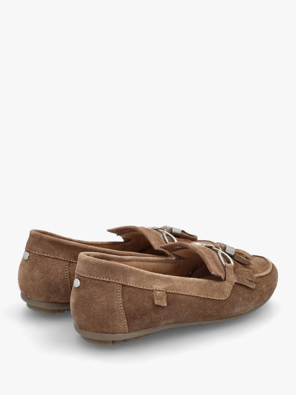 Essana Taupe Suede Tassel Loafers