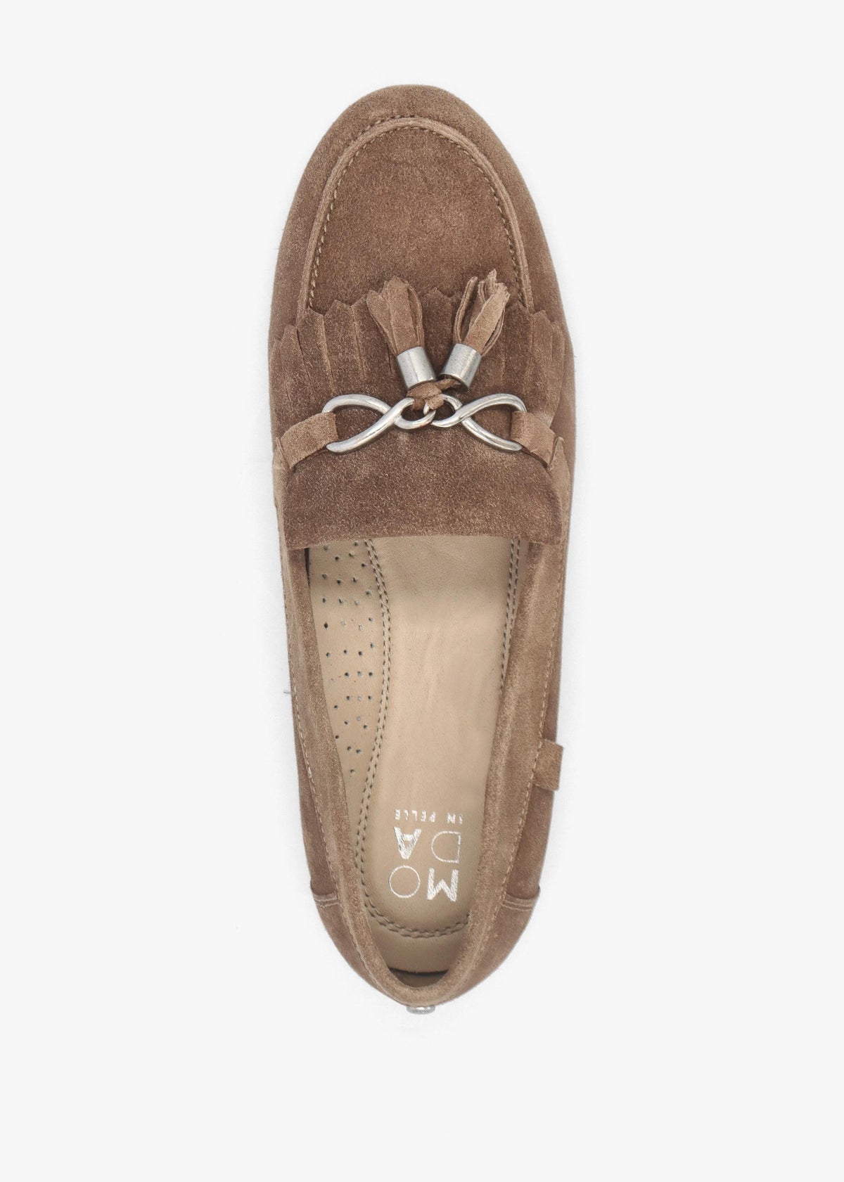 Essana Taupe Suede Tassel Loafers