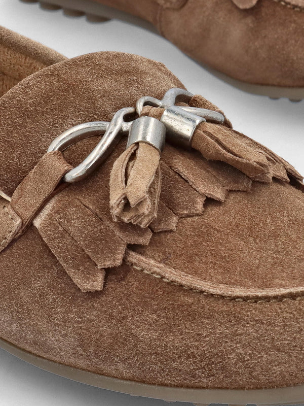 Essana Taupe Suede Tassel Loafers